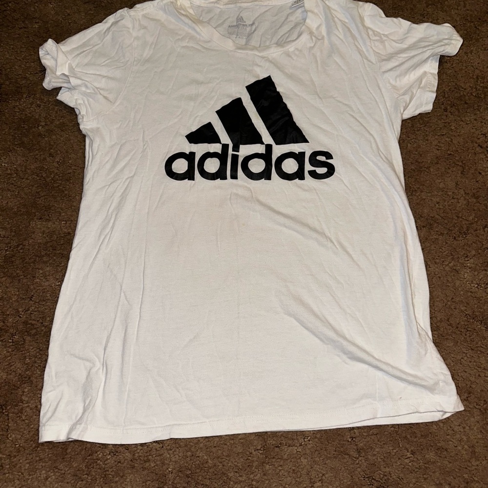 Adidas White Tee with Black Emblem